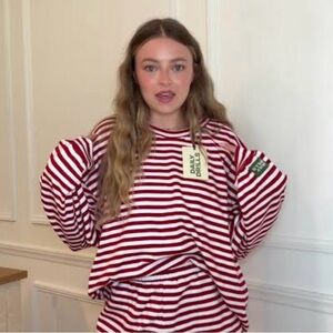 Daily Drills Red and White Striped Long Sleeve Tee